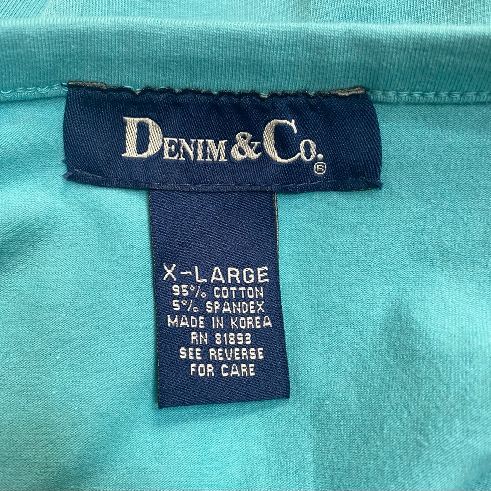 Denim & Co Brand Turquoise Aqua Blue Long Sleeve Shirt Womens Size XL - Picture 4 of 4